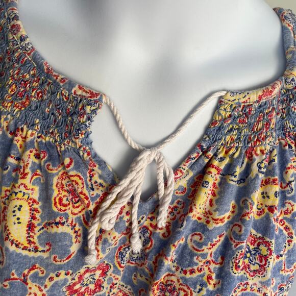 LRL RALPH LAUREN JEANS BLUE PAISLEY TOP, SIZE XL, ROPE TIE. - Picture 4 of 4